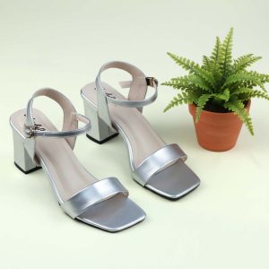 Metallic Ankle Strap Heel