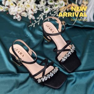 Crystal Strappy Block Heel
